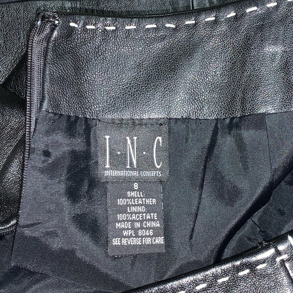 INC Black Leather White Contrast Pencil Skirt 8 - Picture 7 of 7